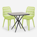 Vierkante tafel set 70x70cm zwart 2 stoelen modern design Cevis Dark Aanbod