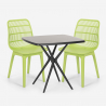 Set met 2 polypropyleen design stoelen en vierkante zwarte tafel 70x70 cm Cevis Dark Aanbod