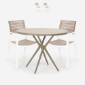 Set met ronde beige tafel 80x80 cm en 2 polypropyleen design stoelen Fisher Aanbieding
