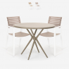 Design ronde tafel set 80x80cm beige 2 polypropyleen stoelen Fisher Aanbieding
