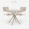 Set met ronde beige tafel 80x80 cm en 2 polypropyleen design stoelen Fisher Aanbieding