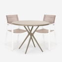 Design ronde tafel set 80x80cm beige 2 polypropyleen stoelen Fisher Korting