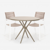 Set met ronde beige tafel 80x80 cm en 2 polypropyleen design stoelen Fisher Korting