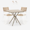Set met vierkante beige tafel 70x70 cm en 2 polypropyleen design stoelen Clue Aanbieding