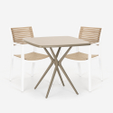 Set 2 beige vierkante tafel stoelen 70x70cm polypropyleen outdoor Clue Korting