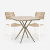 Set 2 beige vierkante tafel stoelen 70x70cm polypropyleen outdoor Clue Korting