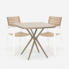 Set met vierkante beige tafel 70x70 cm en 2 polypropyleen design stoelen Clue Korting