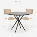 Set 2 stoelen modern design zwarte ronde tafel 80x80cm Fisher Dark Aanbieding