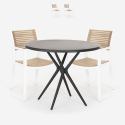 Set met ronde zwarte tafel 80x80 cm en 2 polypropyleen design stoelen Fisher Dark Aanbieding