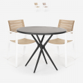 Set 2 stoelen modern design zwarte ronde tafel 80x80cm Fisher Dark Aanbieding