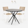 Set met ronde zwarte tafel 80x80 cm en 2 polypropyleen design stoelen Fisher Dark Aanbieding
