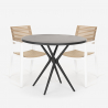 Set 2 stoelen modern design zwarte ronde tafel 80x80cm Fisher Dark Korting