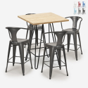 Industriële set met 4 barkrukken en een tafel 60x60 cm Mason Kortingen