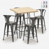Industriële set met 4 barkrukken en een tafel 60x60 cm Mason Kortingen