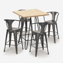 Industriële set met 4 barkrukken en een tafel 60x60 cm Mason Prijs