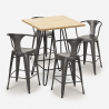 Industriële set met 4 barkrukken en een tafel 60x60 cm Mason Prijs