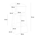 Industriële set met 4 barkrukken en een tafel 60x60 cm Mason Noix 