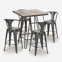 Industriële set met 4 barkrukken en een tafel 60x60 cm Mason Noix Keuze