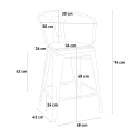 Industriële set met 4 barkrukken en een tafel 60x60 cm Mason Noix Wood 