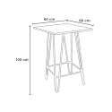 Industriële set met 4 barkrukken en een tafel 60x60 cm Mason Noix Wood 