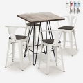 Industriële set met 4 barkrukken en een tafel 60x60 cm Mason Noix Wood Aanbieding
