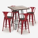 Industriële set met 4 barkrukken en een tafel 60x60 cm Mason Noix Wood 