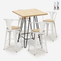 Industriële set met 4 barkrukken en een tafel 60x60 cm van hout en staal Mason Top Light Aanbod