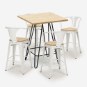 Industriële set met 4 barkrukken en een tafel 60x60 cm van hout en staal Mason Top Light Keuze