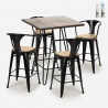 Industriële set met 4 barkrukken en een tafel 60x60 cm Mason Noix Top Light Korting