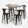 Industriële set met 4 barkrukken en een tafel 60x60 cm Mason Noix Top Light Model
