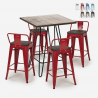 Industriële set met 4 barkrukken en een tafel 60x60 cm Mason Noix Steel Top Voorraad