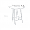 houten metalen salontafel set 60x60cm 4 krukken mason noix steel top 