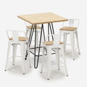 Industriële set met 4 barkrukken en een tafel 60x60 cm Mason Steel Top Light Model