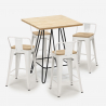 Industriële set met 4 barkrukken en een tafel 60x60 cm Mason Steel Top Light Model