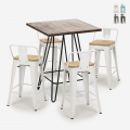 Industriële set met 4 barkrukken en een tafel 60x60 cm Mason Noix Steel Top Light Aanbieding