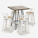 Industriële set met 4 barkrukken en een tafel 60x60 cm Mason Noix Steel Top Light Catalogus