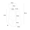 Industriële set met 4 barkrukken en een tafel 60x60 cm Mason Noix Steel Top Light 