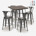 Industriële set met hoge tafel 60x60 cm en 4 barkrukken Bruck Aanbieding