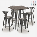 Industriële set met hoge tafel 60x60 cm en 4 barkrukken Bruck Aanbieding