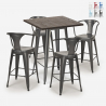Industriële set met hoge tafel 60x60 cm en 4 barkrukken Bruck Aanbieding