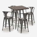 Industriële set met hoge tafel 60x60 cm en 4 barkrukken Bruck Keuze
