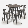 Industriële set met hoge tafel 60x60 cm en 4 barkrukken Bruck Keuze