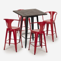 Industriële set met hoge tafel 60x60 cm en 4 barkrukken Bruck Black Kosten