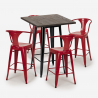 Industriële set met hoge tafel 60x60 cm en 4 barkrukken Bruck Black Kosten
