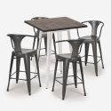 Industriële set met hoge tafel 60x60 cm en 4 barkrukken Bruck White Afmetingen