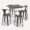 Industriële set met hoge tafel 60x60 cm en 4 barkrukken Bruck White Afmetingen
