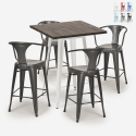 Industriële set met hoge tafel 60x60 cm en 4 barkrukken Bruck White Korting