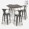 Industriële set met hoge tafel 60x60 cm en 4 barkrukken Bruck White Korting