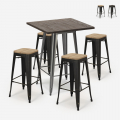 Industriële set met hoge bartafel 60x60 cm en 4 barkrukken Bent Aanbieding