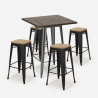 Industriële set met hoge bartafel 60x60 cm en 4 barkrukken Bent Korting